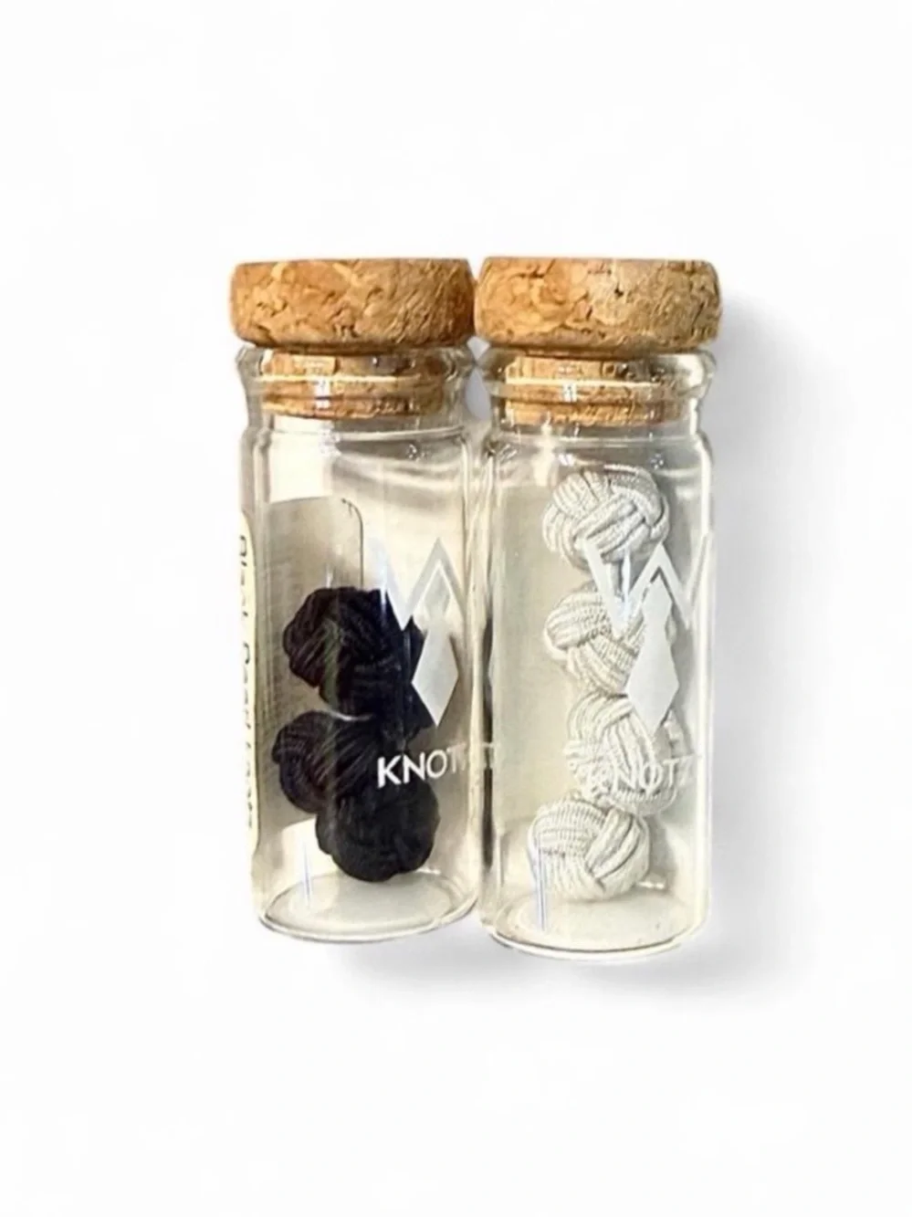 Two Sets of Knotz Fabric Cufflink One Black & One White New in Glass Bottles
